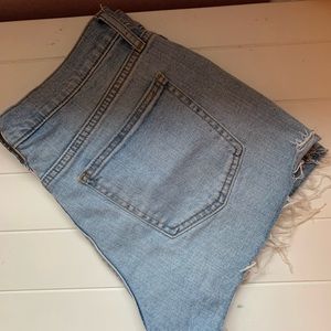 Slightly distressed jean shorts